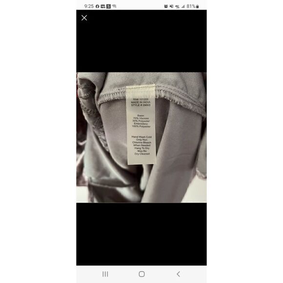 Soft Surroundings Velvet Dress Embroidered Silver Size Small Boho Short Sleeve - Picture 8 of 8